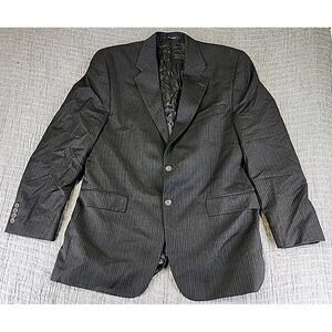 Chaps Ralph Lauren Men 44L Gray Pinstripe Blazer Suit Jacket Wool Cashmere Blend